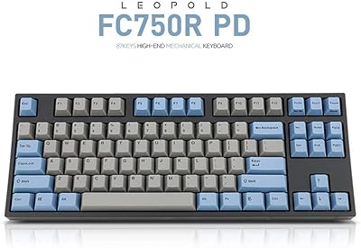 Leopold FC750R PD 87keys High-end Mechanical Keyboard MX Cherry Switch 1.5mm PBT GreyBlue, White Switch