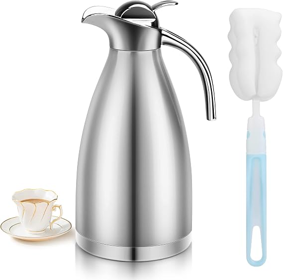 70oz Thermal Coffee Carafe Insulated Coffee Thermos Urn, Stainless Steel Coffee Carafes For Keeping Hot, Double Walled Insulated Vacuum Flask Pot, Tea Water Coffee Hot Beverage Airpot Dispenser