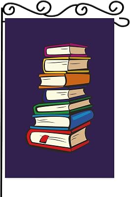 Book Garden Flag,Open Books School Education Library Knowledge Study House Flags,Read More Books Welcome Home Yard Lawn Sign Decor, School Classrooms Yard Flag, Double Sided.12.5x18 Inch