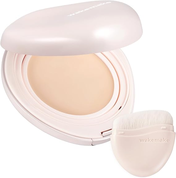 Wakemake Water Glow Coating Balm 02, Vanilla Ivory, Best Cosmetics Award Winner, Korean Cosmetics, Balm Foundation, Glossy Skin, Adherence, Moisturizing, Natural Skin Feel, Brush Included, Cushion