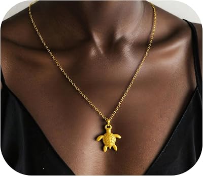 Gold Necklace for Women, Dainty Sea Turtle Necklace, 14K Ocean-themed Jewelry, Gold-Plated Charm Pendant, Summer Vibe Coastal Gift for Women