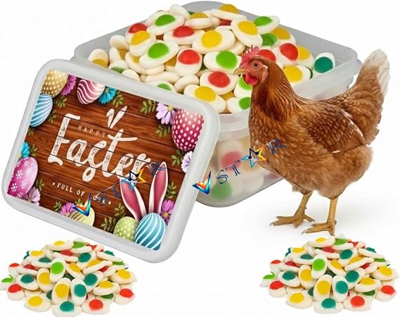 Fried Egg Jelly Sweets Gift Tub – Multicoloured Fruit Flavoured Gummy Candy, Soft Chewy Pick & Mix Jelly Sweets, Novelty Sweet Tub - Vld (800g)