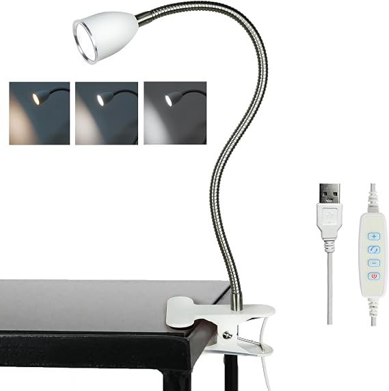 LALISU Desk lamp Eye-Caring Table Lamps, 360Rotation LED Desk Clip Lamp