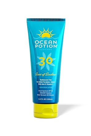 Ocean Potion SPF 30 Sunscreen Body Lotion, Broad Spectrum UVA/UVB Protection with Aloe and Vitamin E, Water-Resistant Non-Greasy Travel Size Sunscreen, 3.4 oz