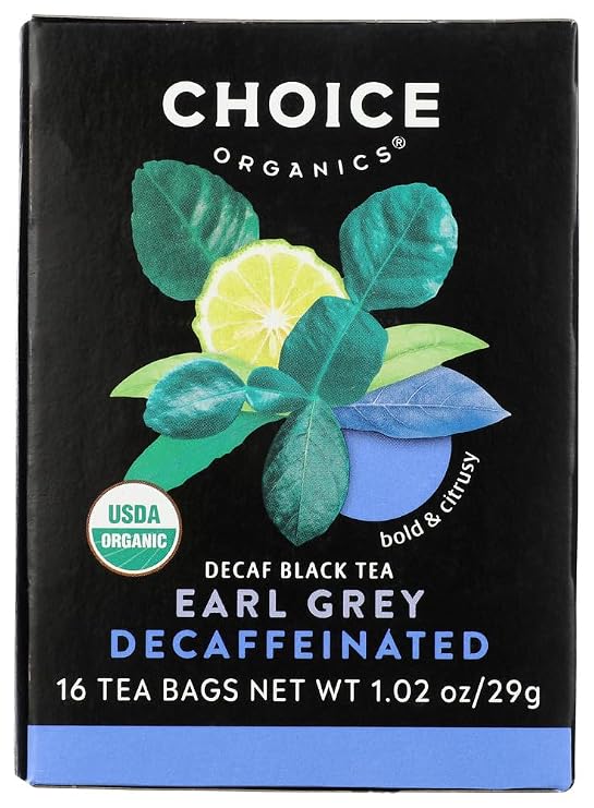 Choice Organic Teas Decaffeinated Black Tea Earl Grey -- 16 Tea Bags - 2 pc