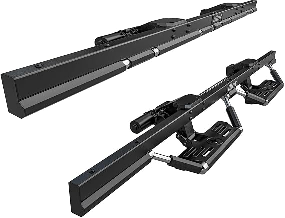 APS iBot Power Drop Steps - Robotic Retractable Running Boards for Ford F-150 2015-2020 Extended Cab Automatic Power Side Steps, Stainless Steel Frame & Aluminum Steps, Triple Layer Black Finish