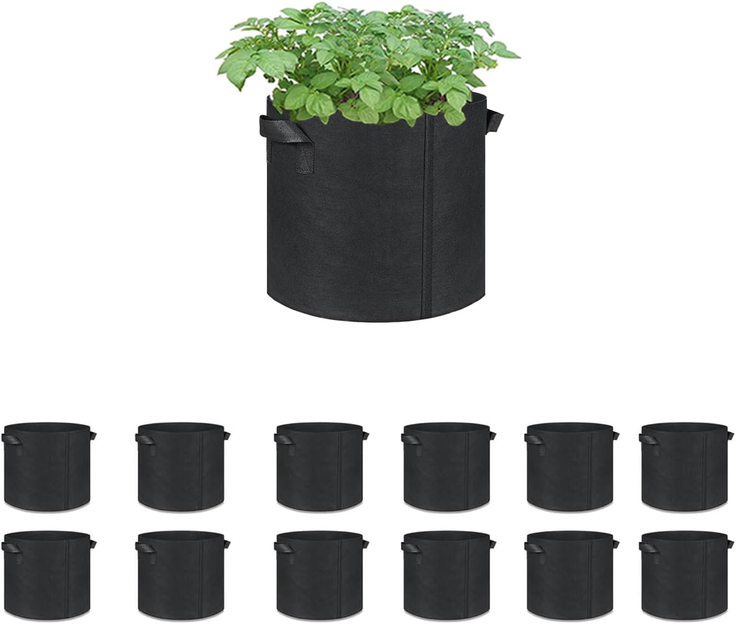 12-Pack 3 Gallon Grow Bags, Heavy Duty Aeration Fabric Pots with Sturdy Handles, Thickened Fabric Pots for Plants