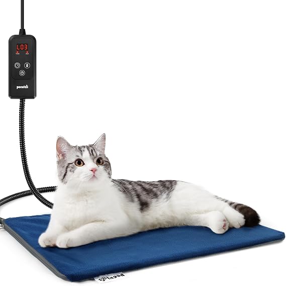 Pecute Cat Heating Pad, 6 Adjustable Temperature with Timer, 15.7" x 11.8"