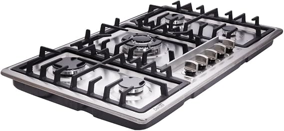 34 Inch Dual Fuel Sealed 5 Burners Stainless Steel Gas Cooktop Drop-In Hob DK258-A01 Cooker
