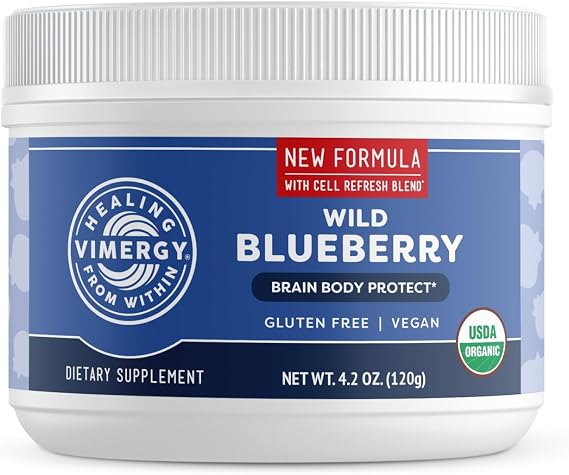 Vimergy Wild Blueberry Powder, Non-GMO, Vegan, Organic, 120g, 30 Servings