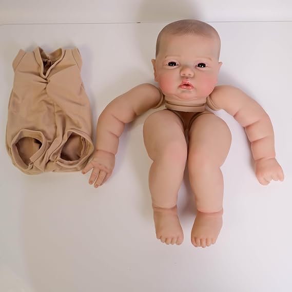TERABITHIA 24 Inches Realistic Baby Doll Kits Pre-Painted Reborn Newborn Toddler Doll Parts with Hand-Painted Hair DIY Assembly Cloth Body & Vinyl Limbs for Collectors