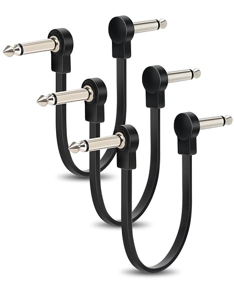 Aqdocvf 3-Pack Guitar Pedal Cables, 6-Inch 1/4" TS Patch Cords Right-Angle