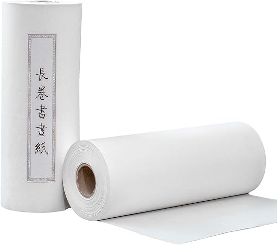 KYMY Chinese/Japanese Calligraphy Paper Roll,Sumi Paper/Xuan Paper/Rice Paper for Writing and Painting,Chinese Long Scroll Brush Ink Roll Xuan Paper-35cmX25 m,Shu (Ripe) Xuan
