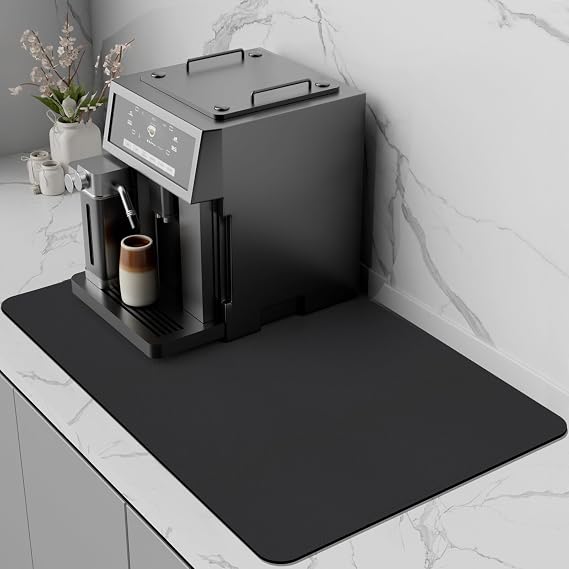 Coffee Mat Coffee Machine Mat Coffee Machine Mat Quick-Drying Drying Mat for Kitchen Worktops Absorbent Drying Mat Coffee Machine Drying Mat Tableware (Black 40 x 60 cm)