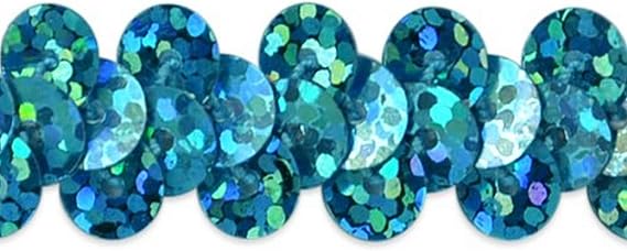 Trims by the Yard 1-Row Starlight Hologram Sequin Stretch Trim, 3/8-Inch Versatile Sequins for Crafts, Durable Sequin Trim for Costumes, Fashion, and Home Decor, 20-Yard Cut, Aqua Blue