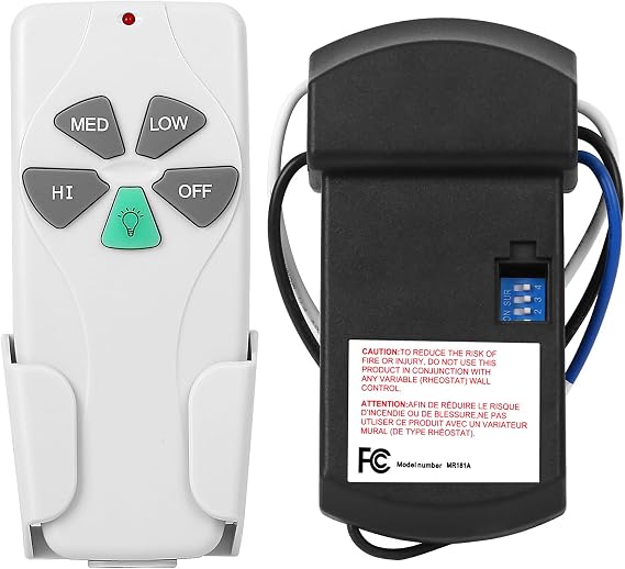 Universal Ceiling Fan Remote Control Kit - Fit to upgrade most brand of the Pull Chain 3 speed operation Ceiling Fans, Light Dimmer, UL Listed, Replacement for Hunter Hampton Bay Harbor Breeze