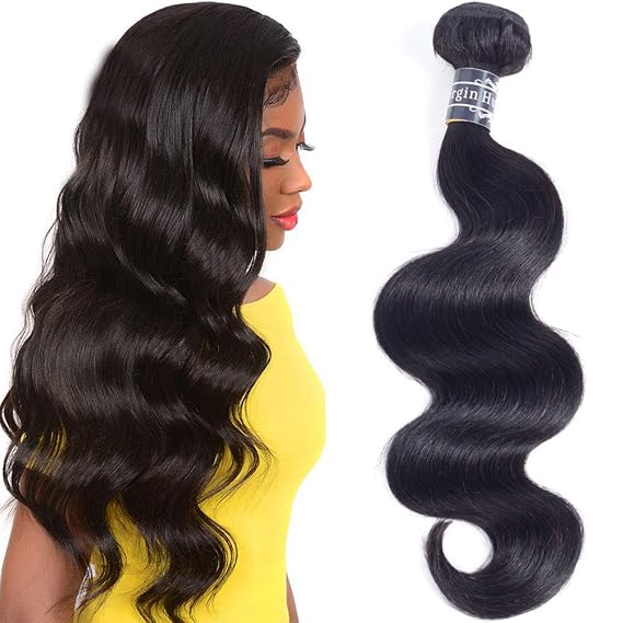 Amella Hair Brazilian Body Wave One Bundle 24 inch Brazilian Virgin Human Hair 100% Unprocessed Brazilian Body Wave Weave Human Hair Bundles Natural Black Color