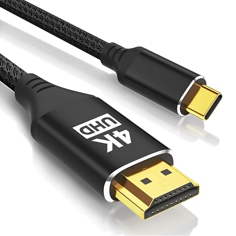 4K60Hz HDMI to USBC Cable for Monitor - Unidirectional USB C Type C Adapter Cord Male to HDMI Display Source Compatible with Xbox Console PS5 PS4 Nreal Air Xreal VR Gaming Glasses - Black - 6FT
