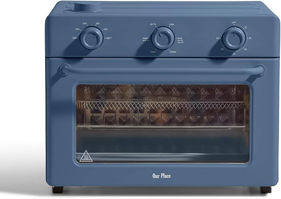 Our Place Large Wonder Oven, 6-in-1 Air Fryer & Toaster Oven, 3-Rack, 32 Qt | Non-toxic air fryer toaster oven combo; basket, wire rack, bake pan, crumb tray; toast, roast, bake, broil, reheat, steam