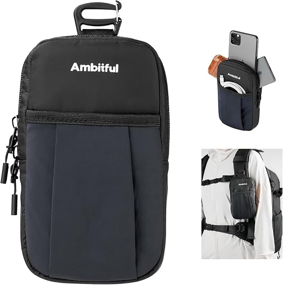 AMBITFUL Backpack Shoulder Strap Pouch - Smartphone Strap Pack, Black