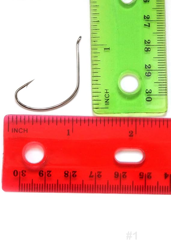 50pcs Fish WOW! Fishing 2X Strong Kahle Hook Nickel Wide Gap - Size #1