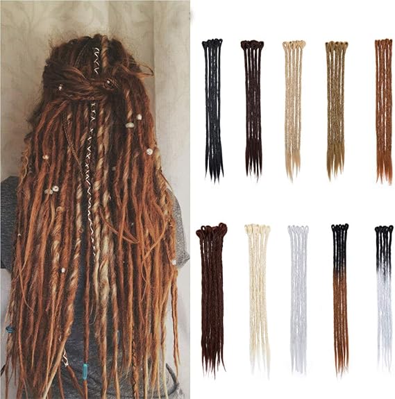 Silk-co Afro Dreadlock Crochet Braids 20 inch Handmade Locs Dreadlocks Hair Extensions for Women Man Reggae Hair Hip-Hop Style [Redish Brown]