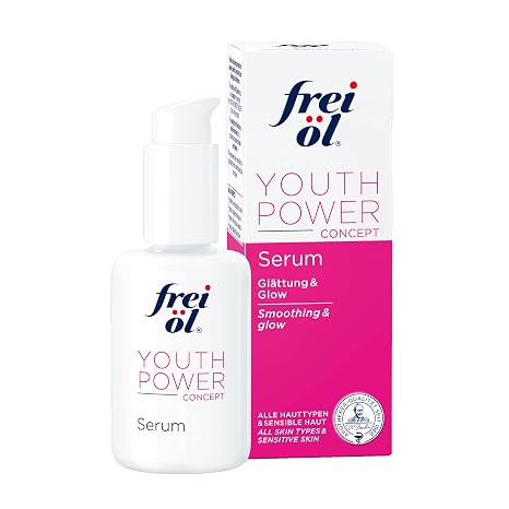 frei öl Youth Power Concept Serum - Smooths & Strengthens the Elasticity of the Skin with Hyaluron Red Algae Camellia Oil and Vitamin E Vegan & Dermatologically Tested 30 ml