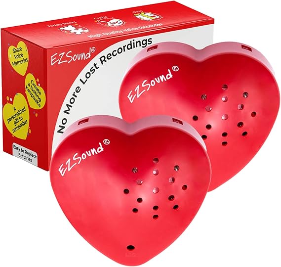 EZSound Voice Recorder for Stuffed Animal | 2 Pack - 30 sec Voice Box for Stuffed Animal | Recording Safe Recordable Heart Button | Sound Module Insert for Build a Bear, Kids, Teddy, Toy and Gifts Red