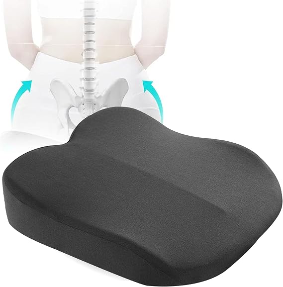 Wedge Cushion for Chair, Breathable Adult Booster Seat for Car, Portable Car Seat Booster Comfort Non-Slip Driver Seat Cushion for Dwarf Driving, Washable, Black, 17.7x17.7in