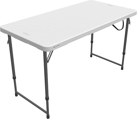LIFETIME Fold-in-Half Adjustable Folding Table, 4-Foot