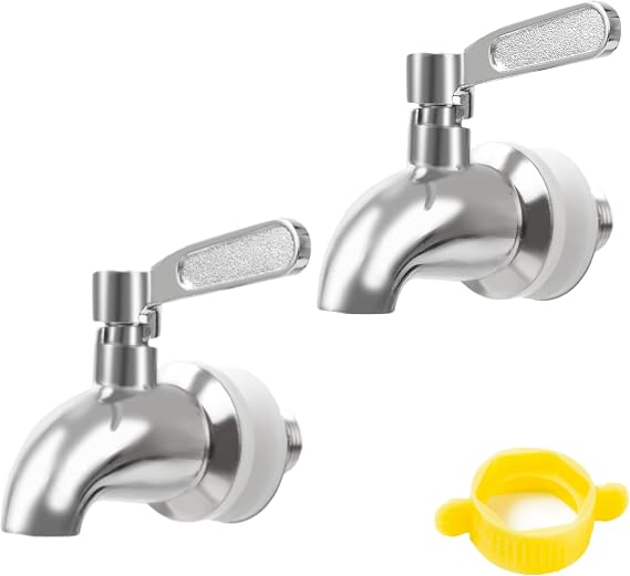 2PC Beverage Dispenser Replacement Spigot, Stainless Steel for Drink Dispenser, No Leakage Water Faucet for Glass Jar