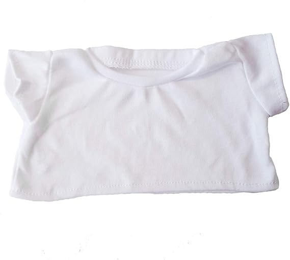White Basic Tee Shirt Teddy Bear Clothes Fit 14" - 18" Build-a-bear, Vermont Teddy Bears, and Make Your Own Stuffed Animals