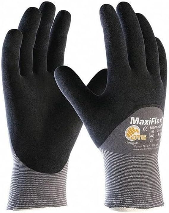 Bouton ATG 34-846/L MaxiFlex Endurance Black Nitrile Full Coated Gloves, Nylon/Lycra Liner, Knit Wrist