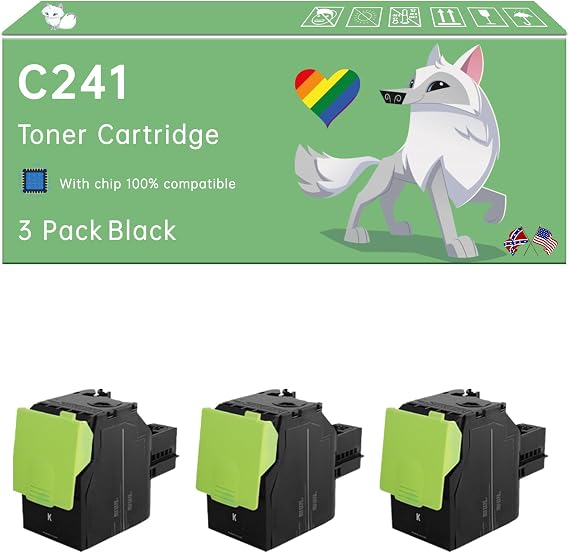C241 Toner Cartridge Compatible with Lexmark C2325 C2325dw C2425 C2425dw C2535 C2535dw MC2325 MC2325adw MC2425 MC2425adw MC2535 MC2535adwe MC2640 Printer (3 Pack Black)
