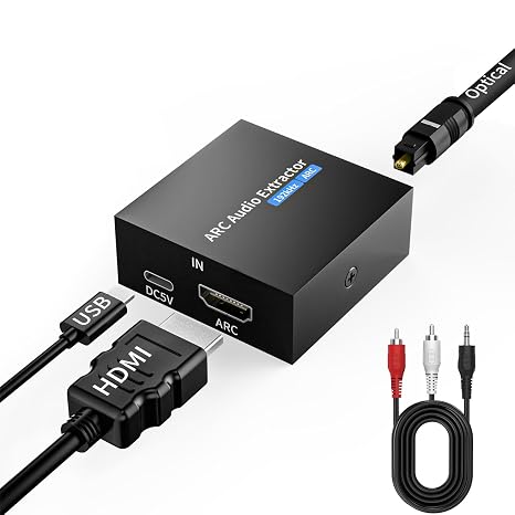 HDMI ARC to Optical Extractor, 192KHz ARC Audio Converter, HDMI ARC to Optical/SPDIF +3.5mm RCA Audio Adapter, ARC to RCA Digital to Analog Audio Converter for TV Home Threater/Amplifier/Soundbar