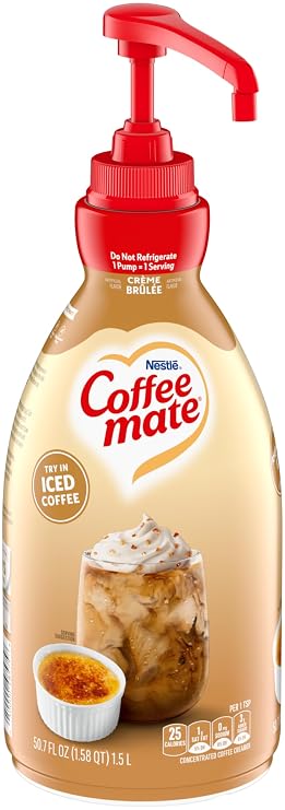 Nestle Coffee mate 1.5 Liter Creme Brulee Liquid Concentrate Pump Bottles