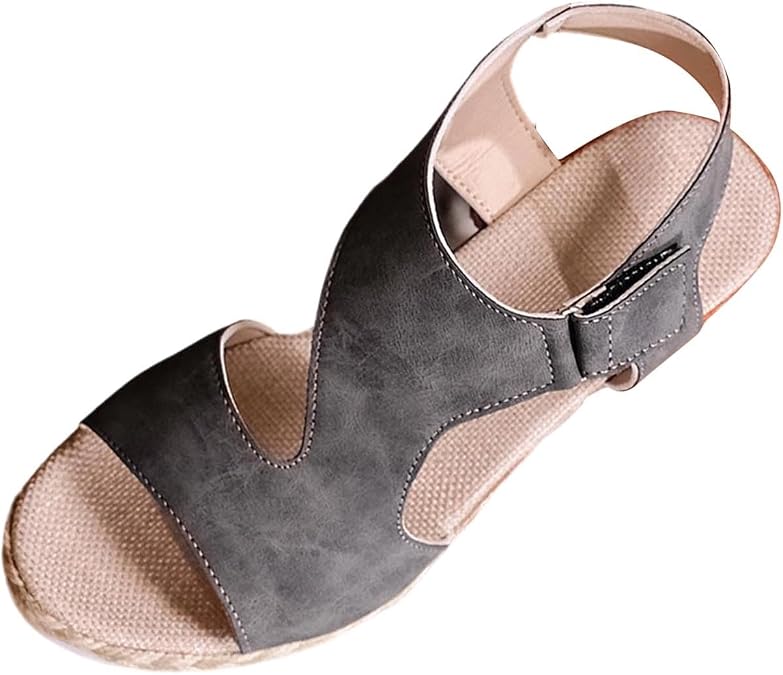 Orthopedic Platform Wedge Sandals for Women Comfortable Dressy Open Toe Ankle Strap Wedge Heels Sandals