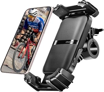 Motorcycle Phone Mount,Handlebar Phone Holder for Bike,360Rotation,Silicone Wrapped Phone Clamp,One-Touch Quick Lock Scooter Stroller Bicycle Phone Holder,4.7- 6.8"Phones,Thick Cases Friendly
