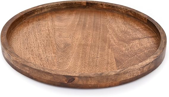 EDHAS Round Wooden Decorative Candle Holder Tray for Coffee Table Centerpieces Modern Farmhouse Home Decorations (30.48cm x 30.48cm x 2.54cm)