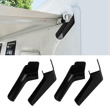 4PCS RV Rain Gutter Spout, RV Gutter Downspout Extension, Camper Left & Right Rain Guttering Spout Extensions Protect Your RV's Roof from Rain and Direct Water Away, Universal for Most RVs (Black)