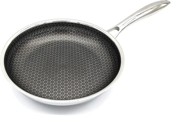 Cooksy 9 Inch Honeycomb Surface Hybrid Stainless Steel Frying Pan