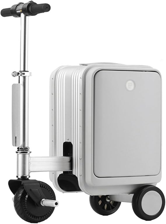 Smart Electric Suitcase, 20L Electric Rideable Luggage with Telescopic Handle, Speed Adjustment/Load 264 LBs/TSA Coded Lock/External Charging Port/Removable Battery/8-12 KM, for Travel,Silver