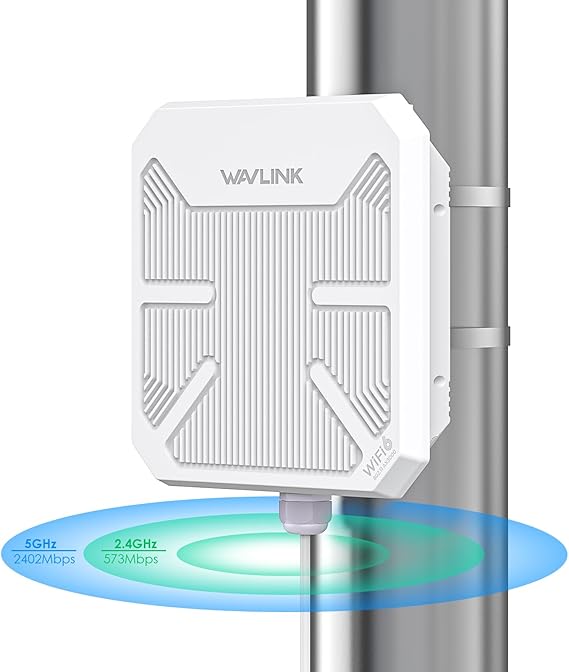 WAVLINK AX3000 WiFi6 Outdoor WiFi Extender, Dual Band WiFi 6 Outdoor Wireless Access Point Weatherproof WiFi Repeater, Router, 802.3at Active POE, Integrated Directional Intennas,Work with Starlink