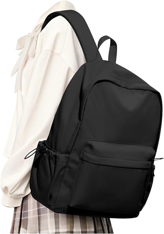 Black School Backpack For Girls Boys High Middle school college Backpack Bookbag Cute Aesthetic Backpacks Lightweight Bag Waterproof Work Gym Casual Daypack Backpacks For Men Women