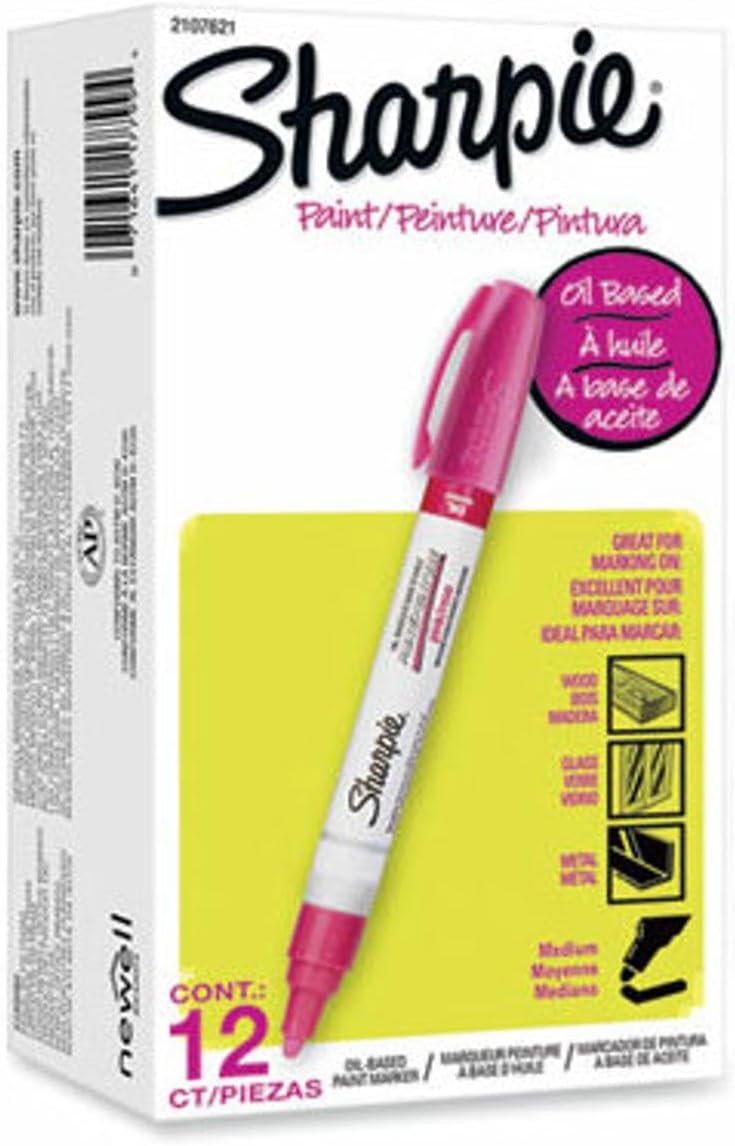 Sharpie Permanent Paint Marker, Medium Bullet Tip, Pink, Dozen