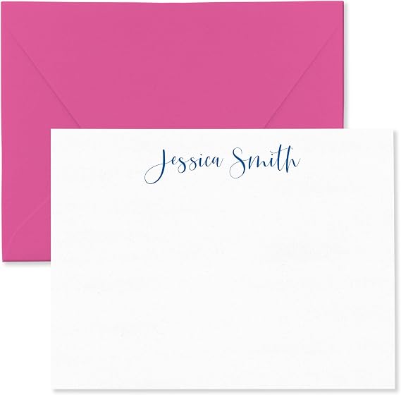 Fairmont & Grove Personalized Stationery Note Cards and Envelopes Set for Women Customized with Name in Script Font (Font Style #2)