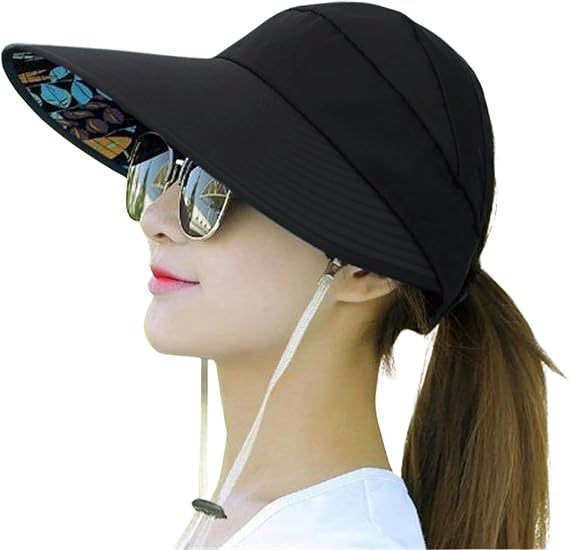 Women's Sun Hat, UV Protection Ponytail Summer Visor