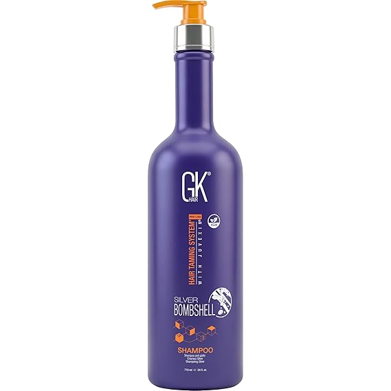 GK HAIR Silver Shampoo with Vitamin B5, 24 Oz- Removes Yellow & Orange Brassy Tones from Blonde, Gray & Silver Hair | Sulfate-Free Purple Toning Shampoo