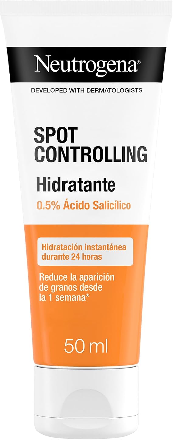 Neutrogena Spot Controlling Moisturizer with 0.5% Salicylic Acid (1 x 50ml) Facial Moisturizer for Acne-Prone Skin, Oil-free Facial Moisturizer