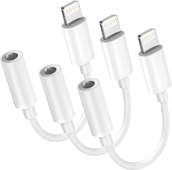 3-Pack Lightning to 3.5mm Adapter, MFi Certified Hi-Fi DAC Audio Dongle | Premium copper core for lossless transmission. Supports 24-bit/48kHz output.Ideal for car AUX,gym,travel&office.Plug and play